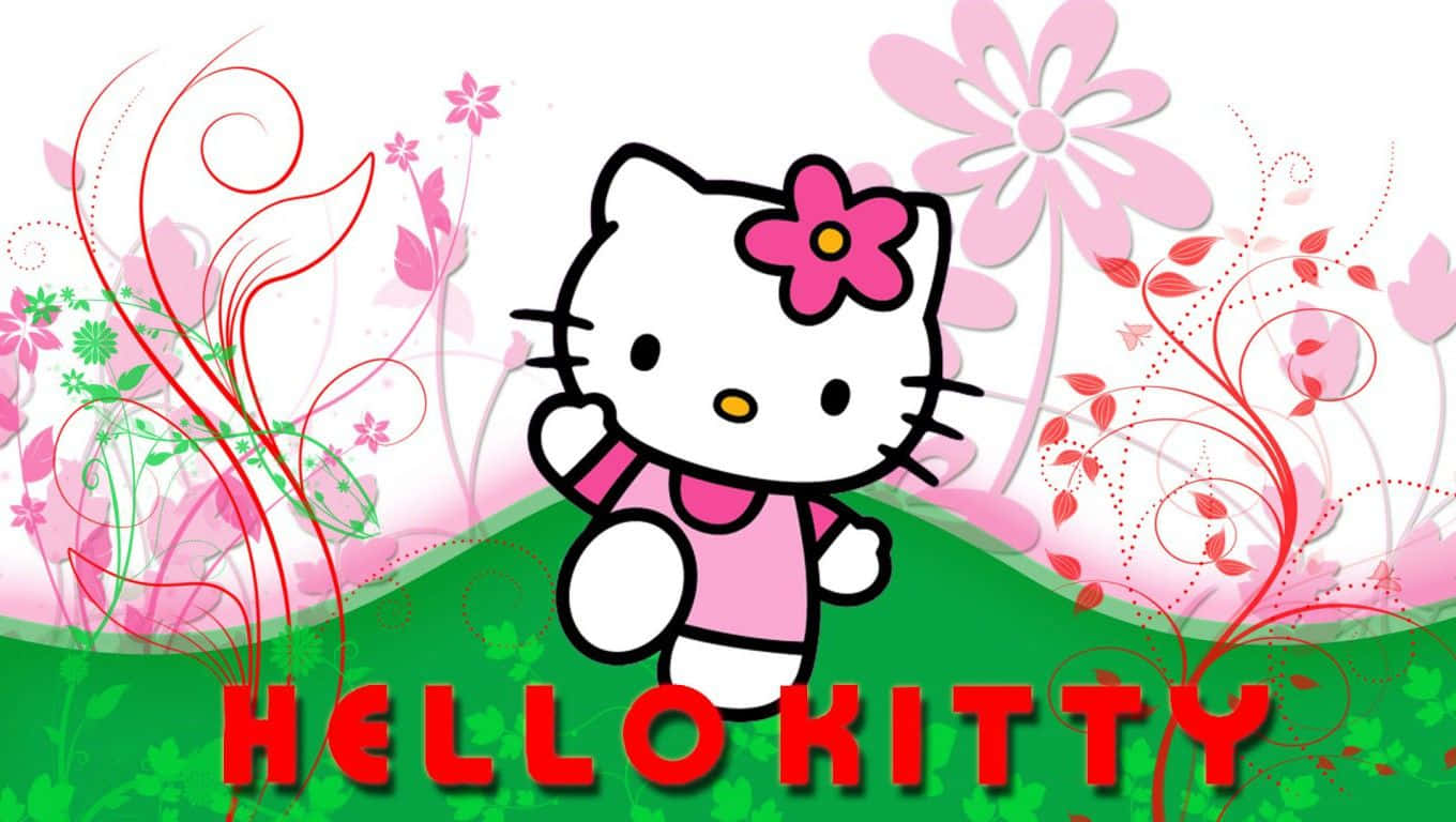 Cute Pink Hello Kitty Garden Wallpaper