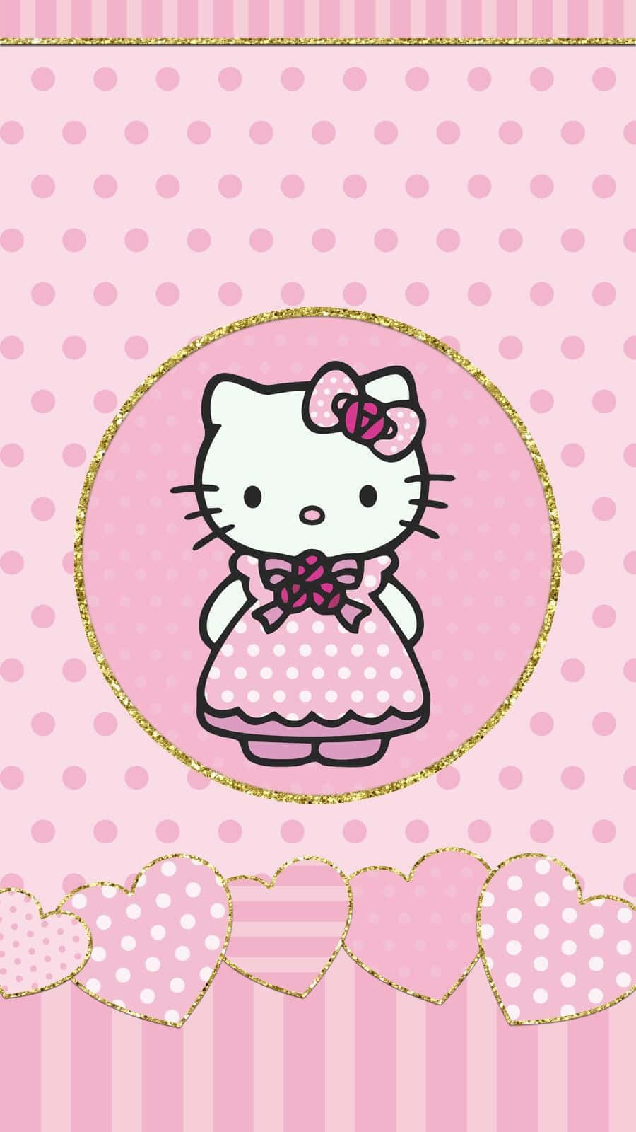 Cute Pink Hello Kitty In Circle Wallpaper