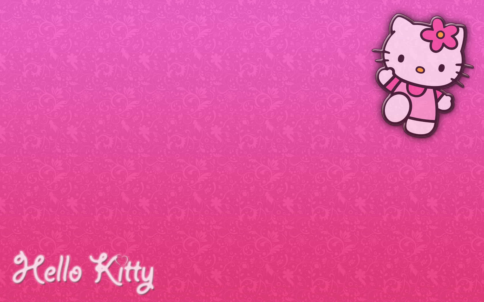 Cute Pink Hello Kitty Wide Background Wallpaper