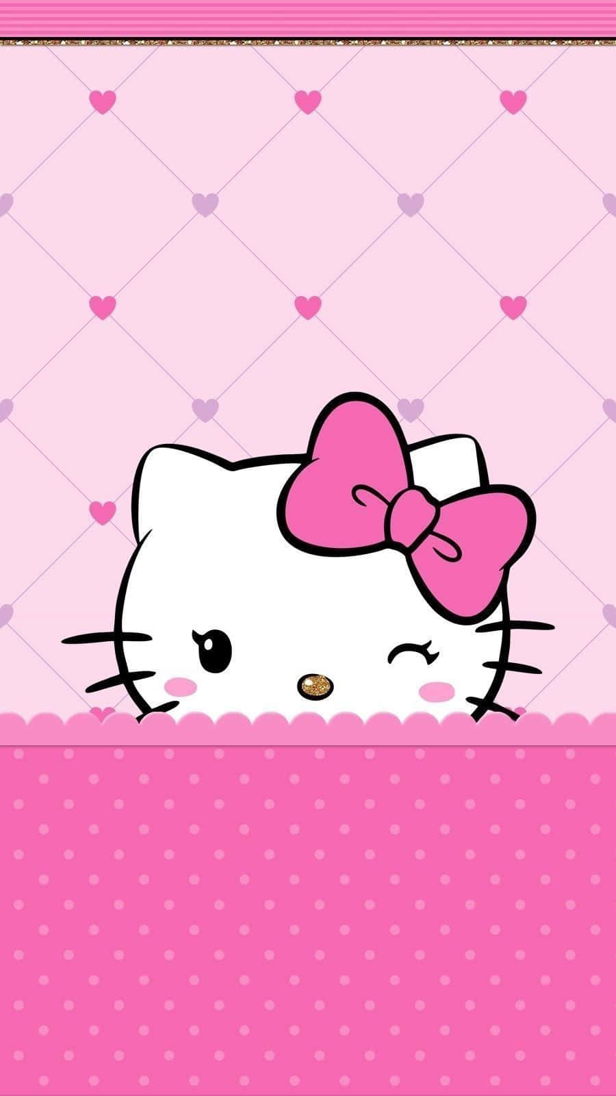 Cute Pink Hello Kitty Wink Wallpaper