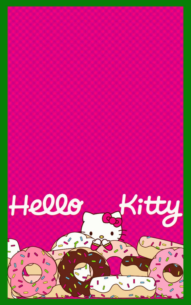 Cute Pink Hello Kitty With Donuts Wallpaper