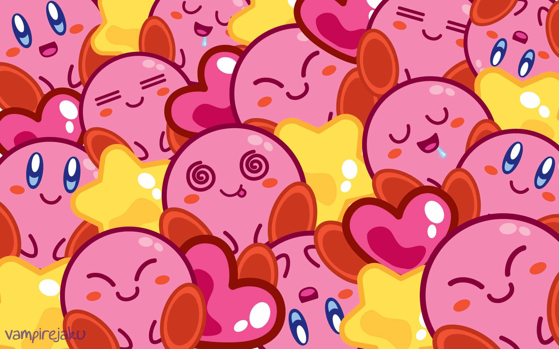 Cute pink Kirby fan art Wallpaper