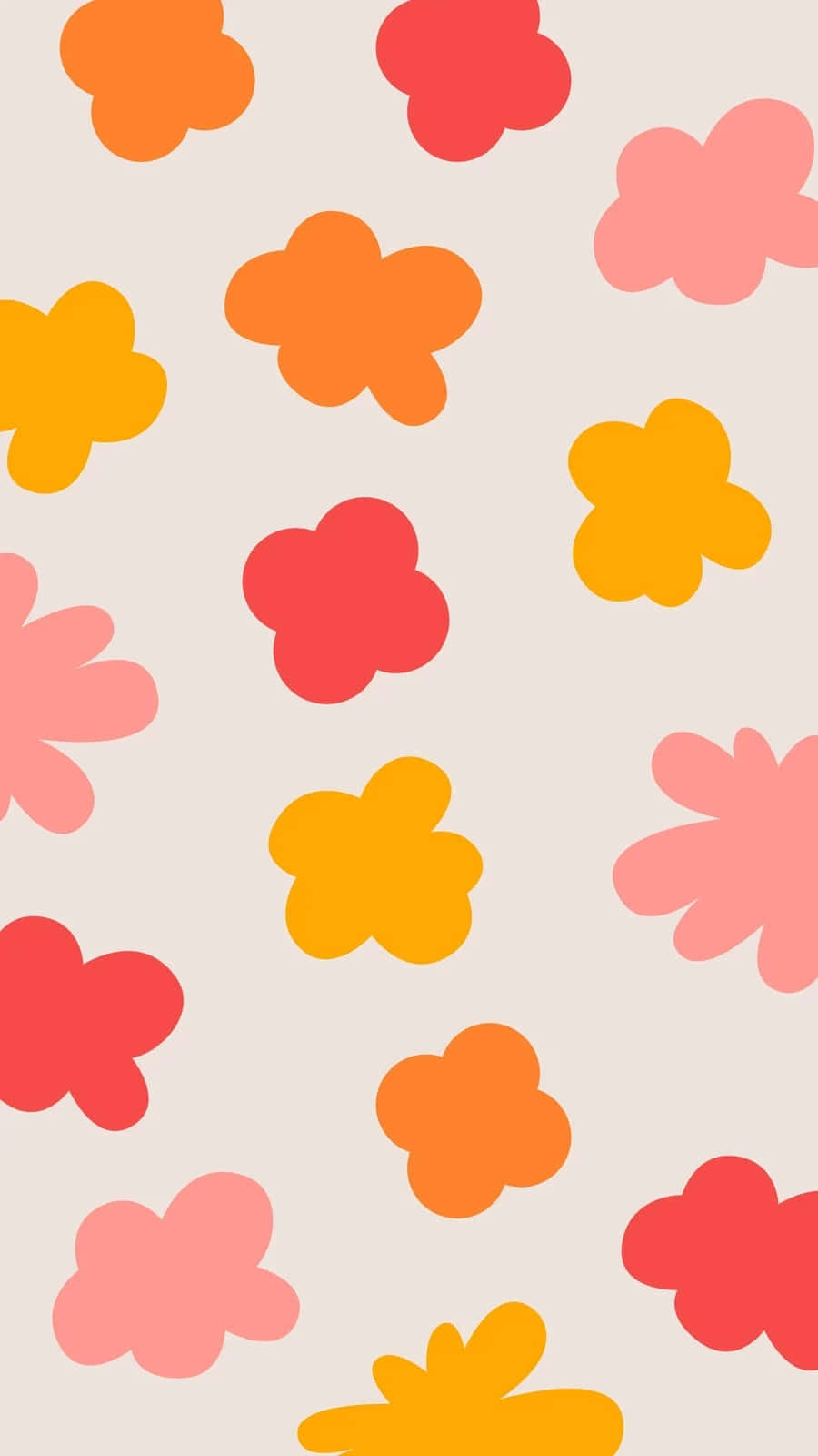 Cute Pink Orange Floral Pattern Wallpaper
