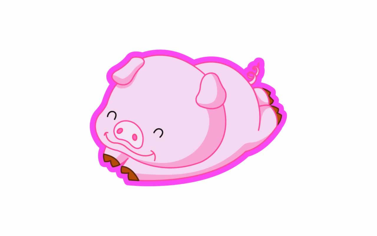 Cute Pink Piggy On Its Stomach Wallpaper