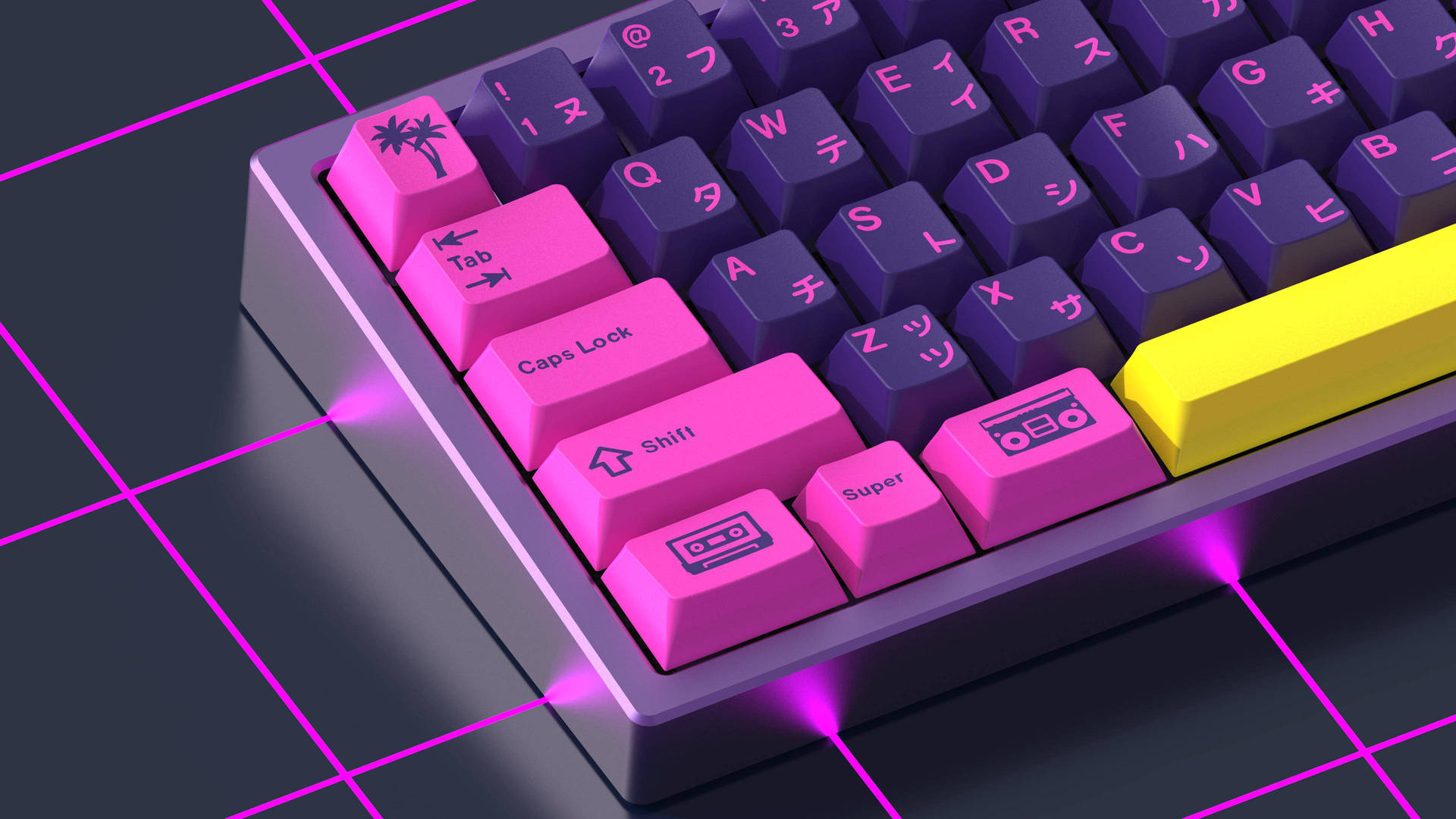 Cute Pink Purple Computer Keyboard Background