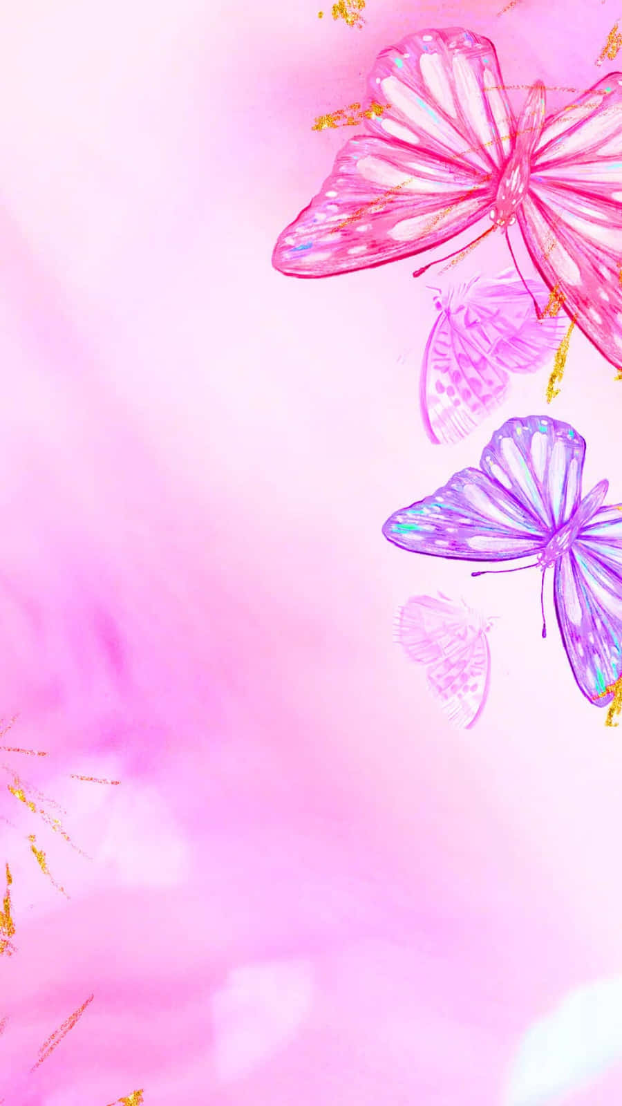 Pink Butterflies On A Pink Background Wallpaper