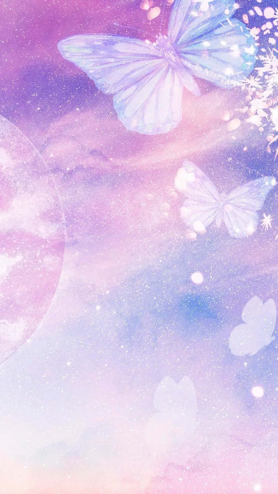 Cute Pink Purple Glittery Butterflies Wallpaper