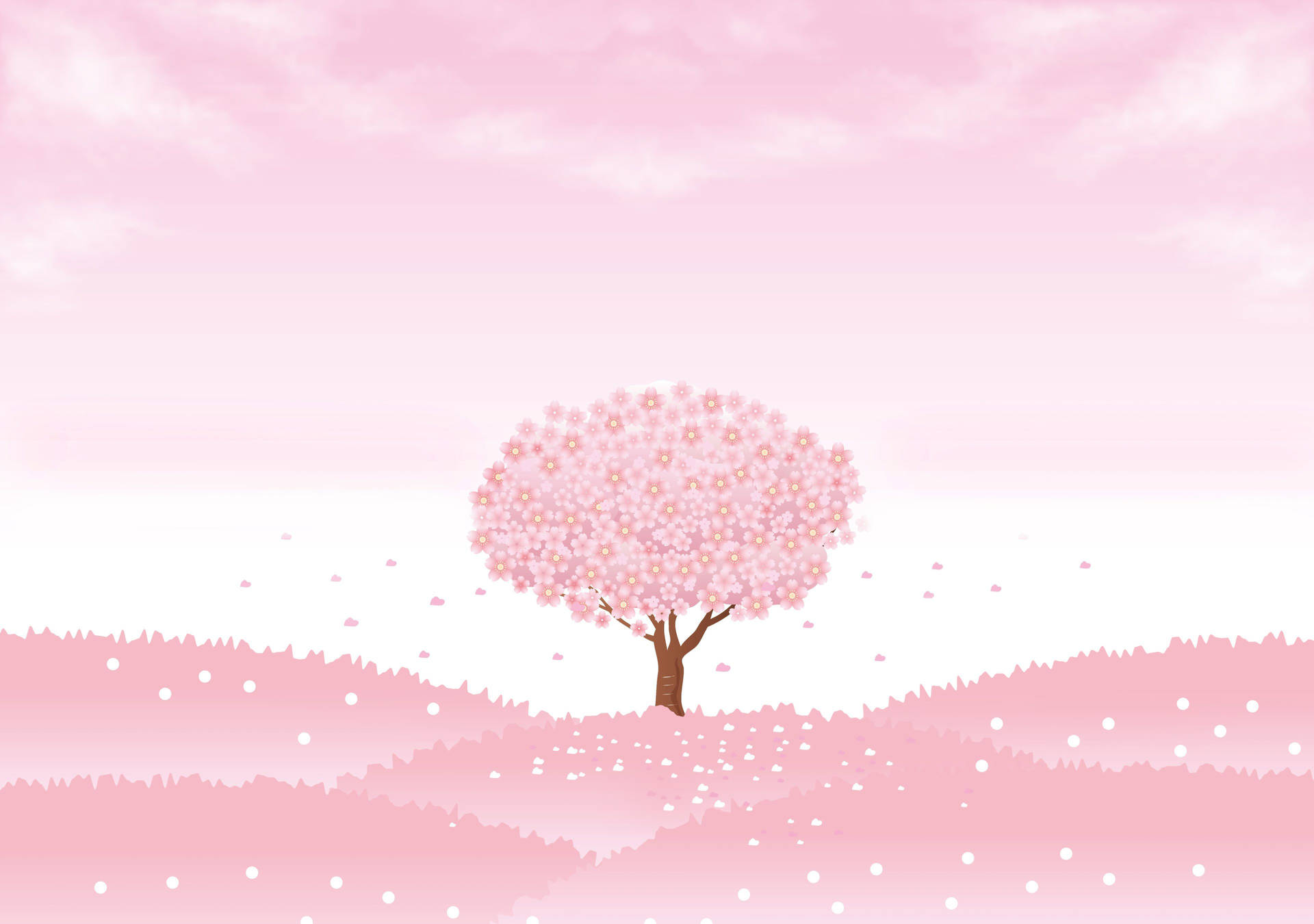 Cute Pink Spring Tree Background