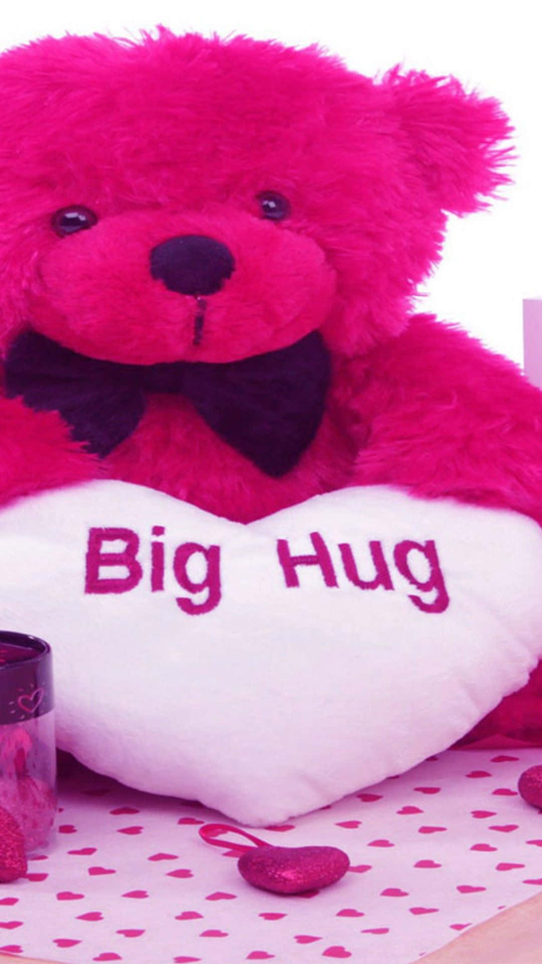 Download Cute Pink Teddy Bear Big Hug Wallpaper 