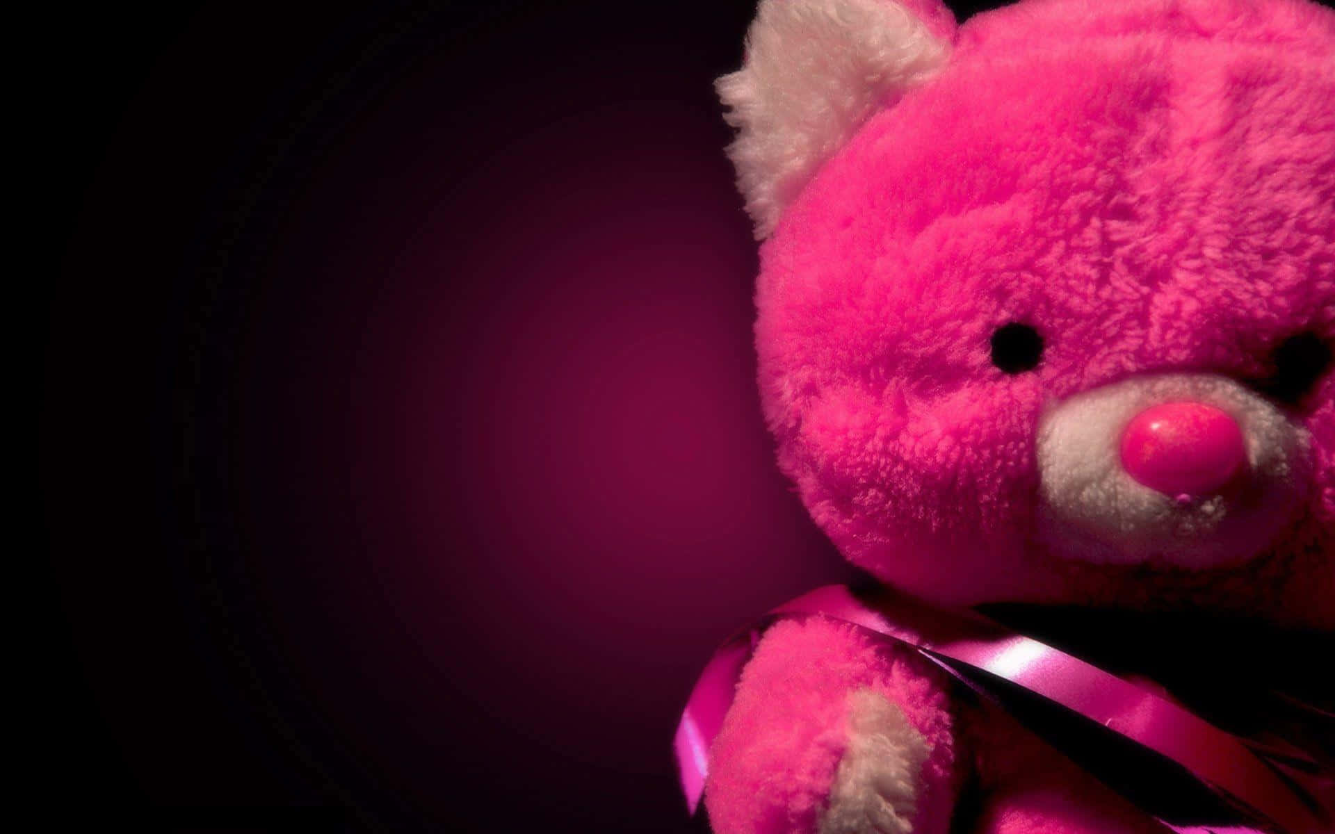 Cute Pink Teddy Bear Dark Aesthetic Wallpaper