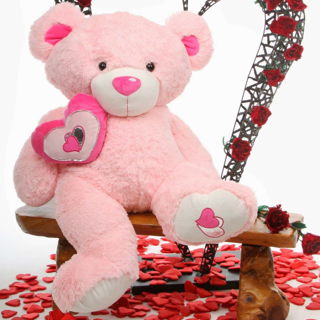Cute Pink Teddy Bear Flowers Wallpaper