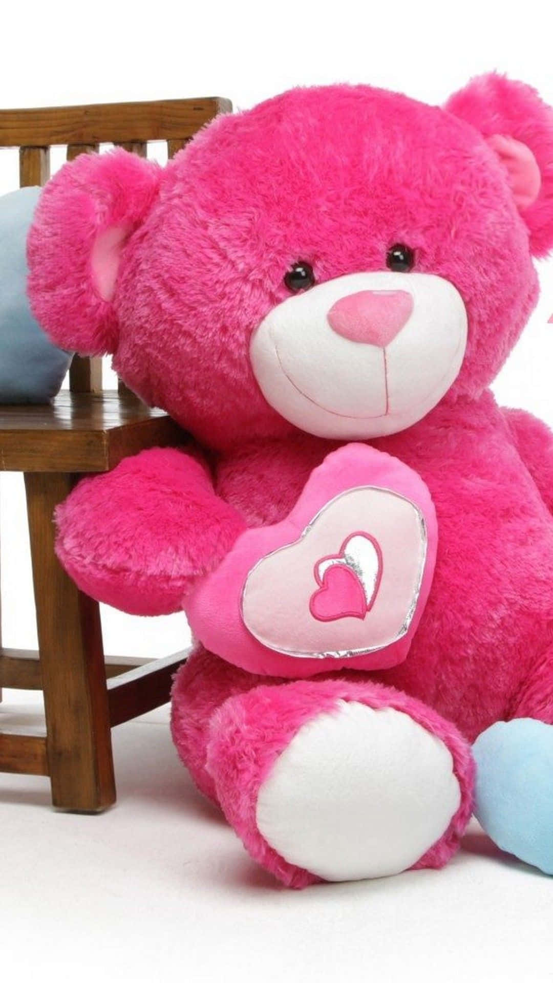 Cute Pink Teddy Bear Heart Wallpaper