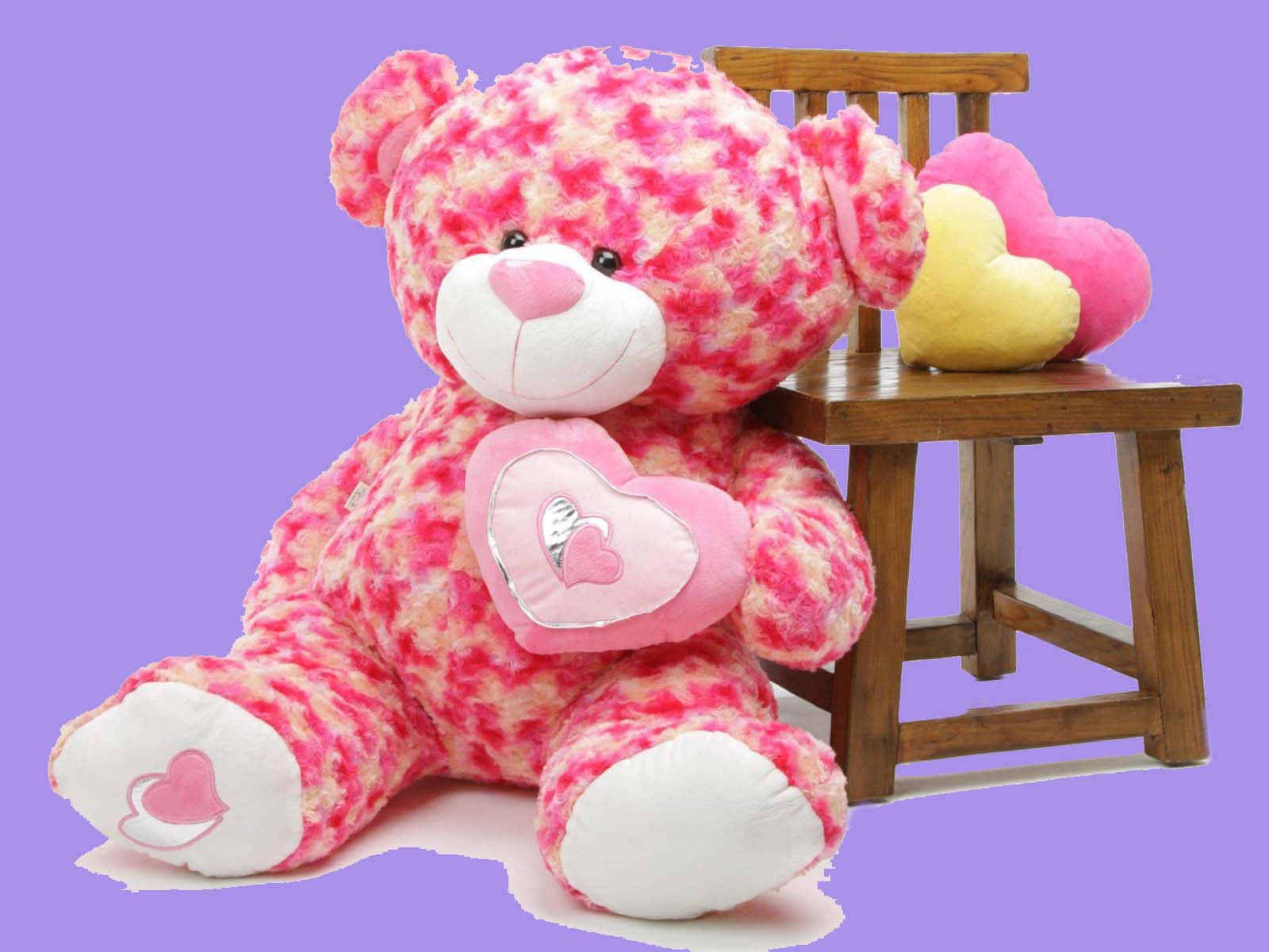 Sød pink teddybjørn hjerter tapet Wallpaper