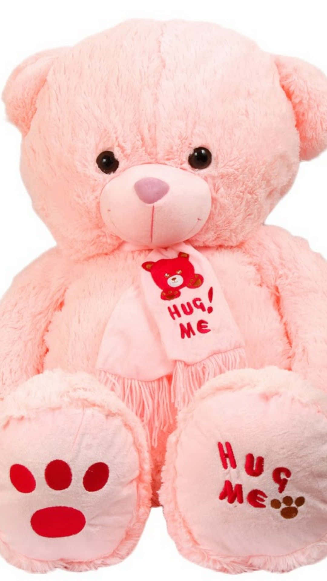 Cute Pink Teddy Bear Hug Wallpaper