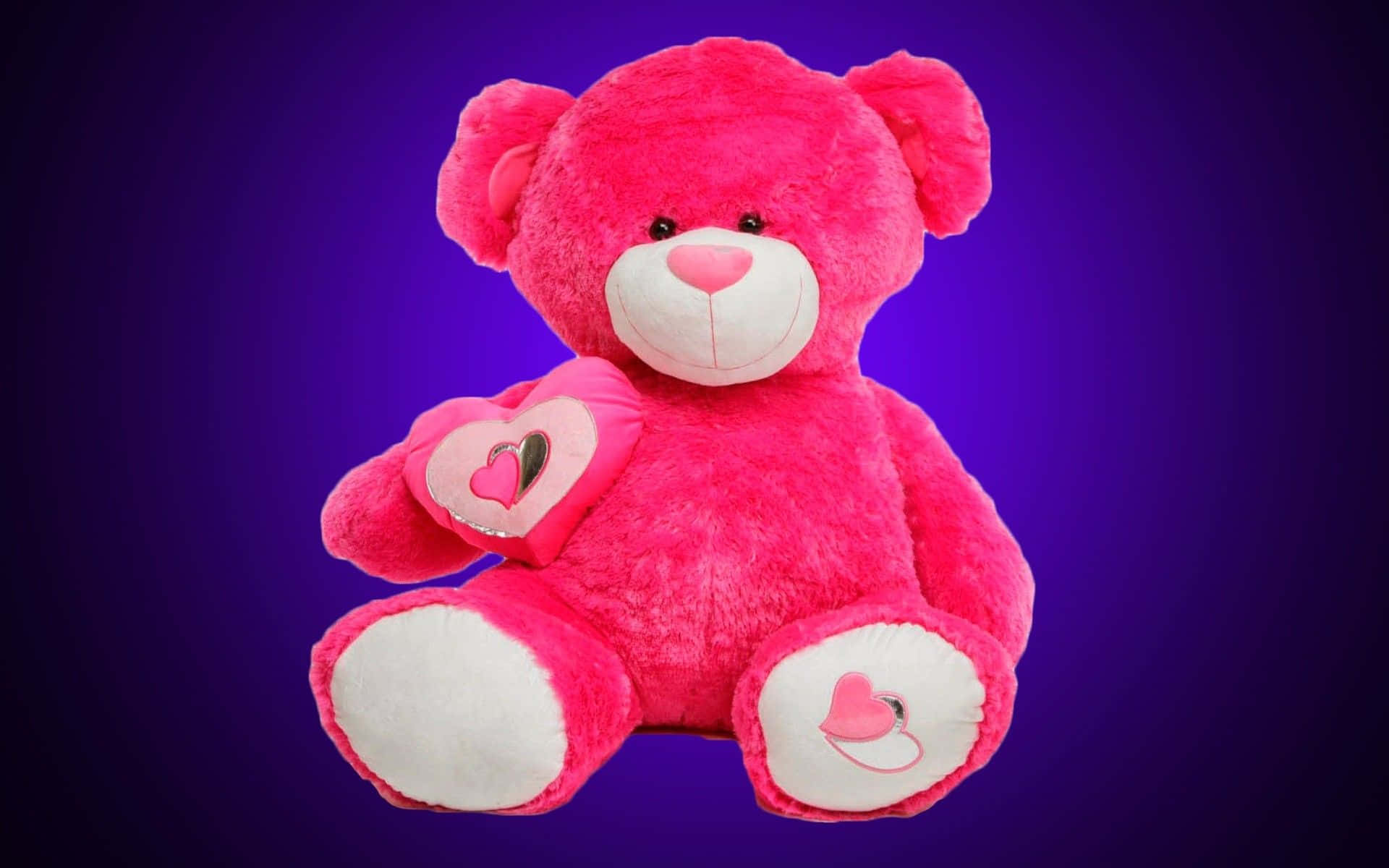 Cute Pink Teddy Bear Love hearts Wallpaper