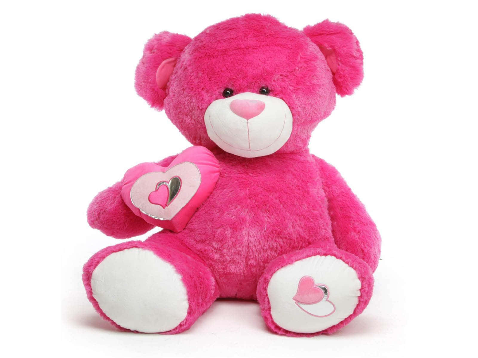 Sød Pink Teddy Bear Kærligheds Hjerte Mønster Wallpaper