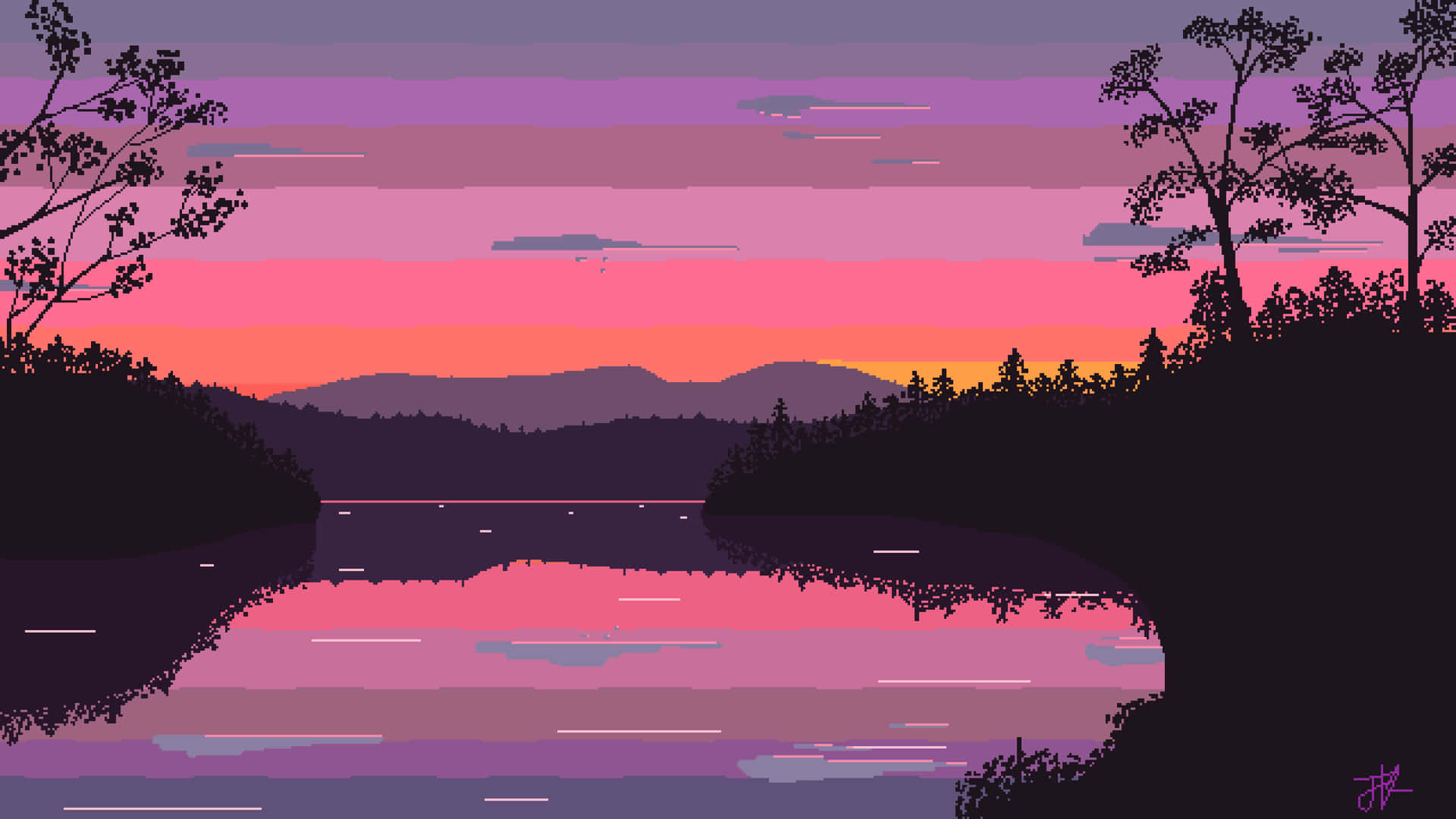 Cute Pixel Desktop Mountains Wallpaper