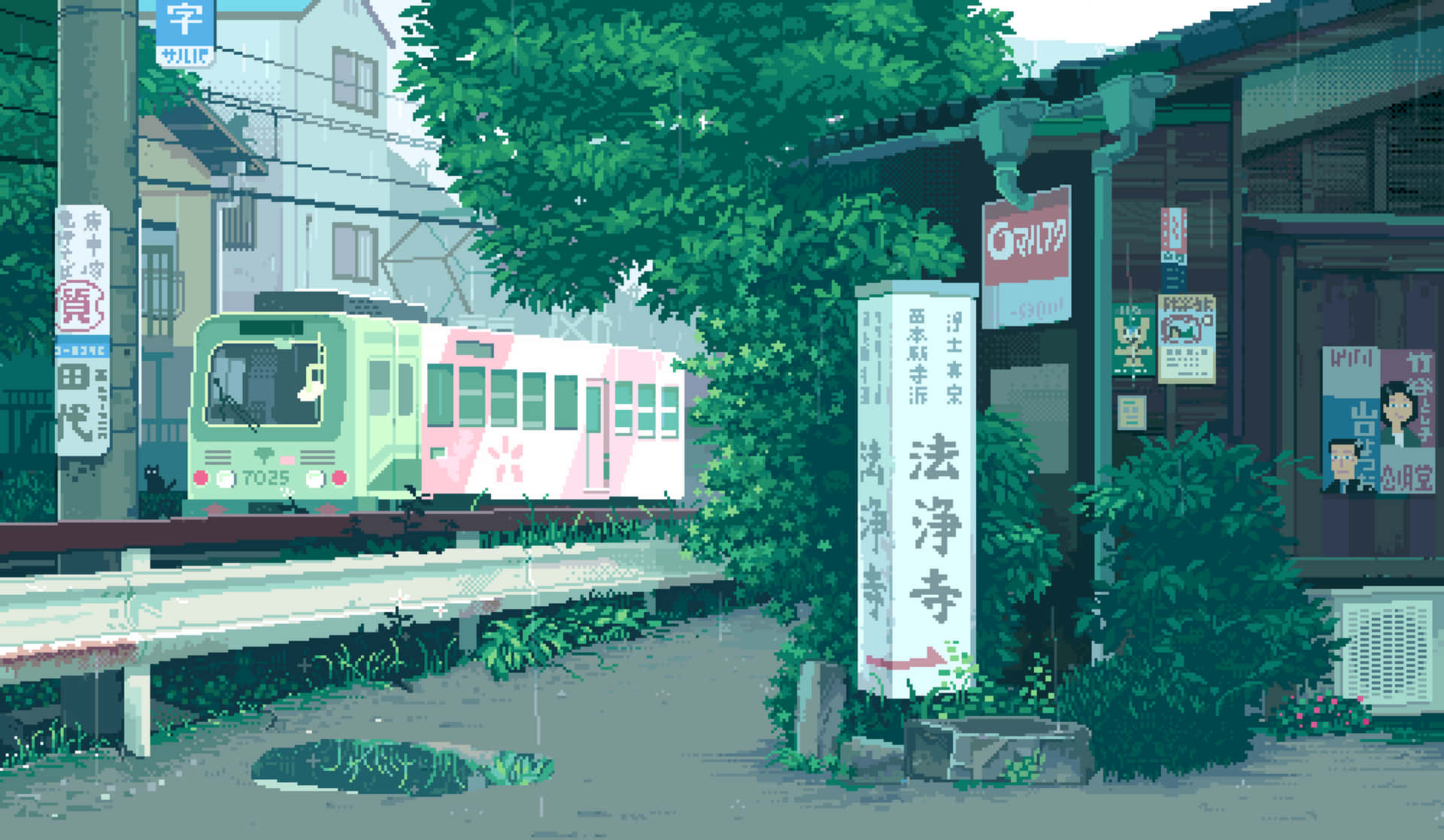 Cute Pixel Desktop Train Wallpaper