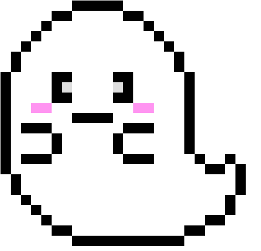 Cute Pixel Ghost Kawaii Art.png PNG