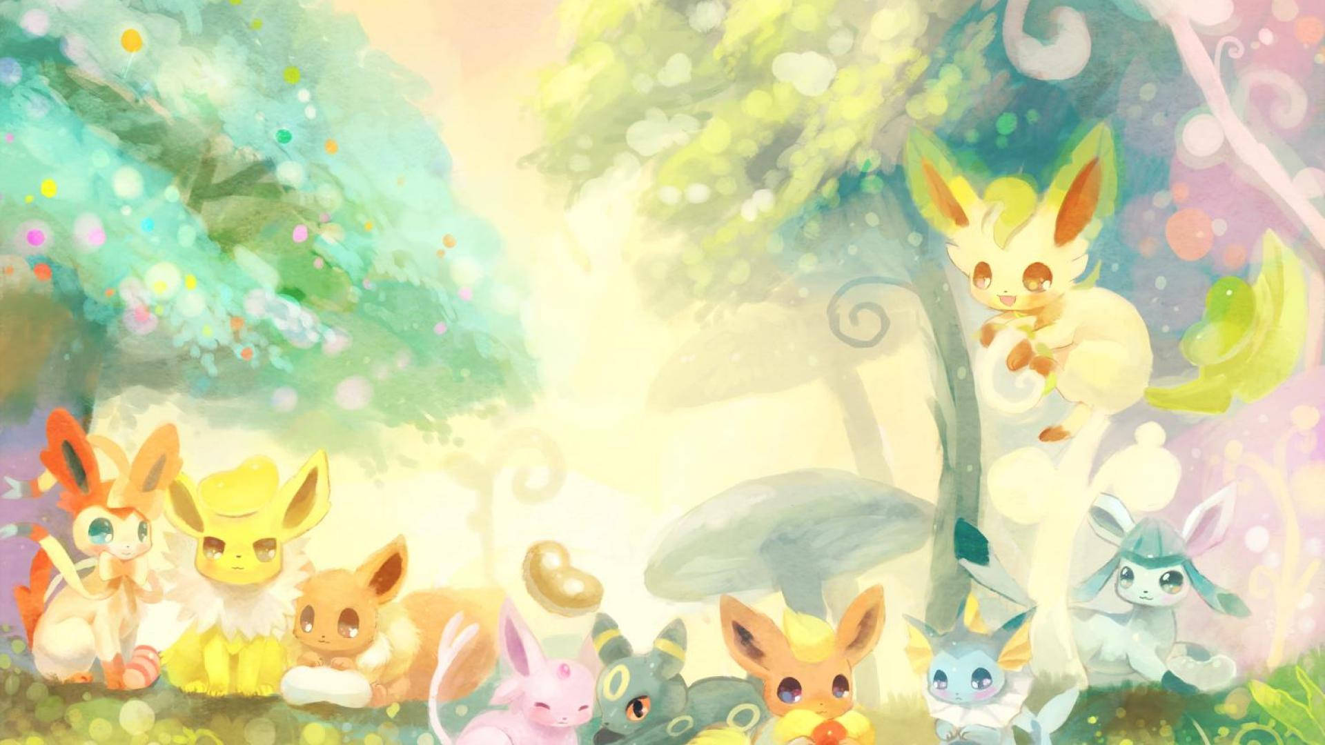 Cute Pokemon Eevee Evolutions Background
