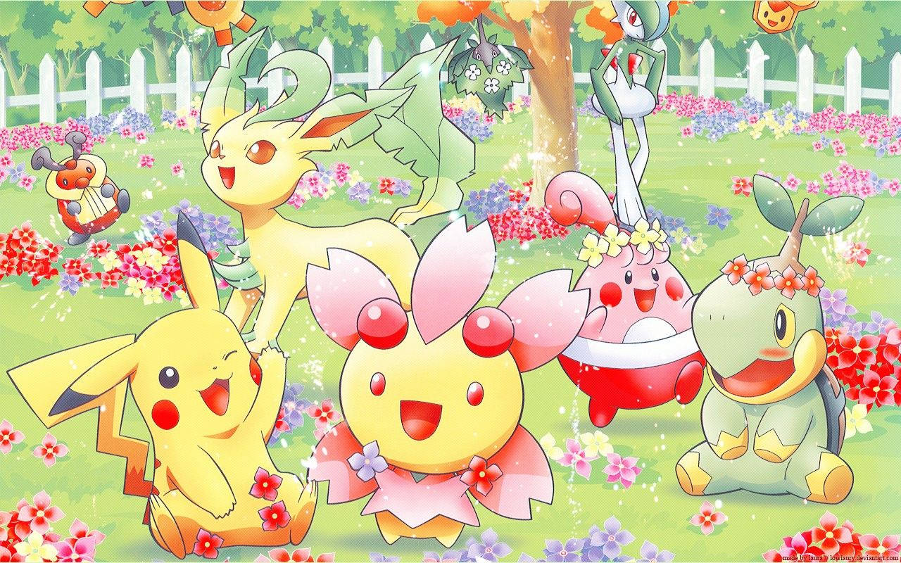Cute Pokemon Spring Feast Background
