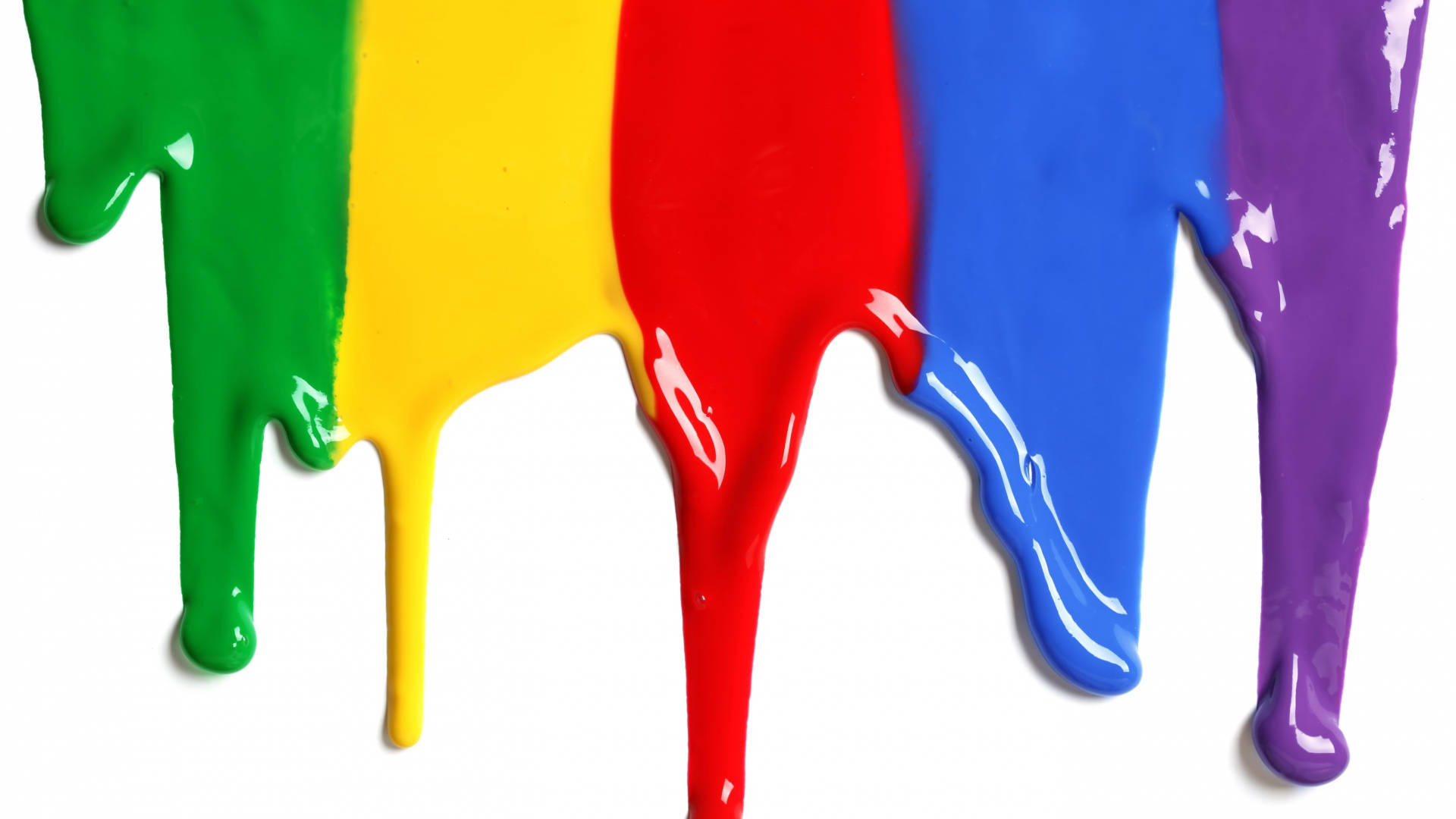 Rainbow Paint Dripping On A White Background Wallpaper