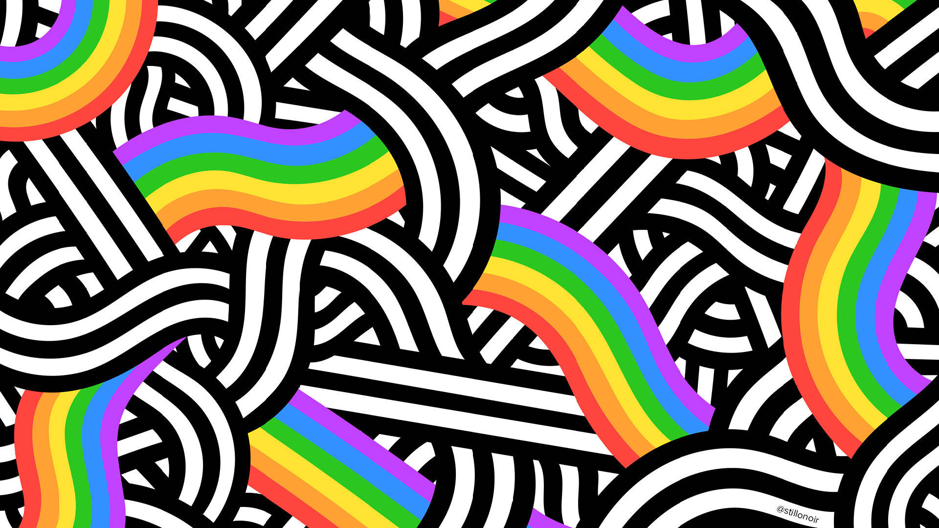 Cute Pride Rainbow And Black Pattern Art Wallpaper