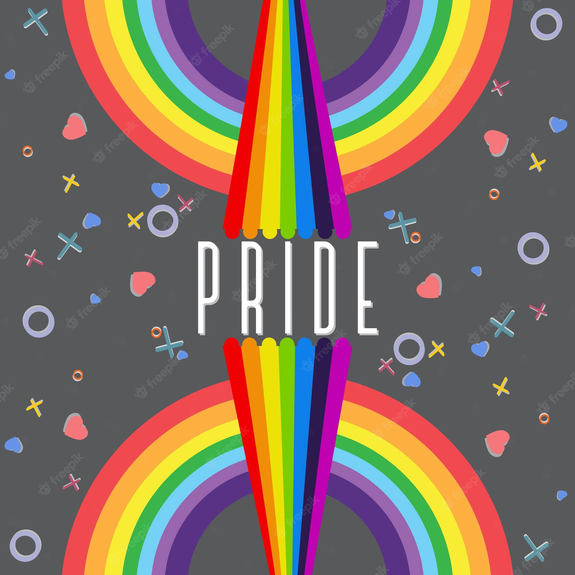 Rainbow Rainbows And Hearts With The Word Pride Wallpaper