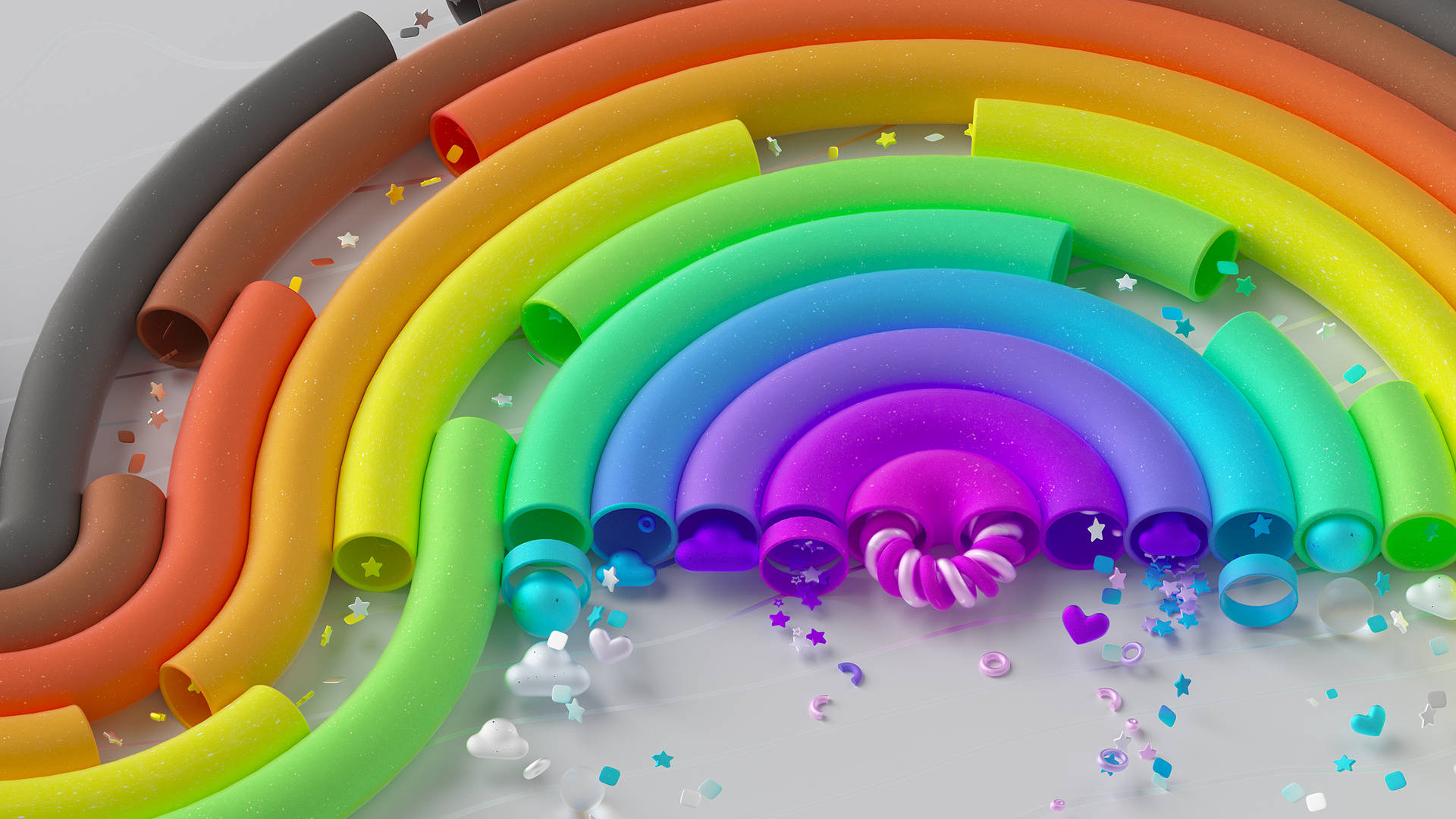 Einregenbogen Mit Bunten Strahlen Und Einem Regenbogenförmigen Objekt Wallpaper