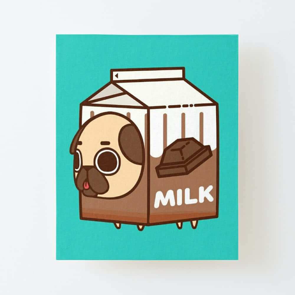 Cute Pug In A Chocolate Milk Box Wallpaper