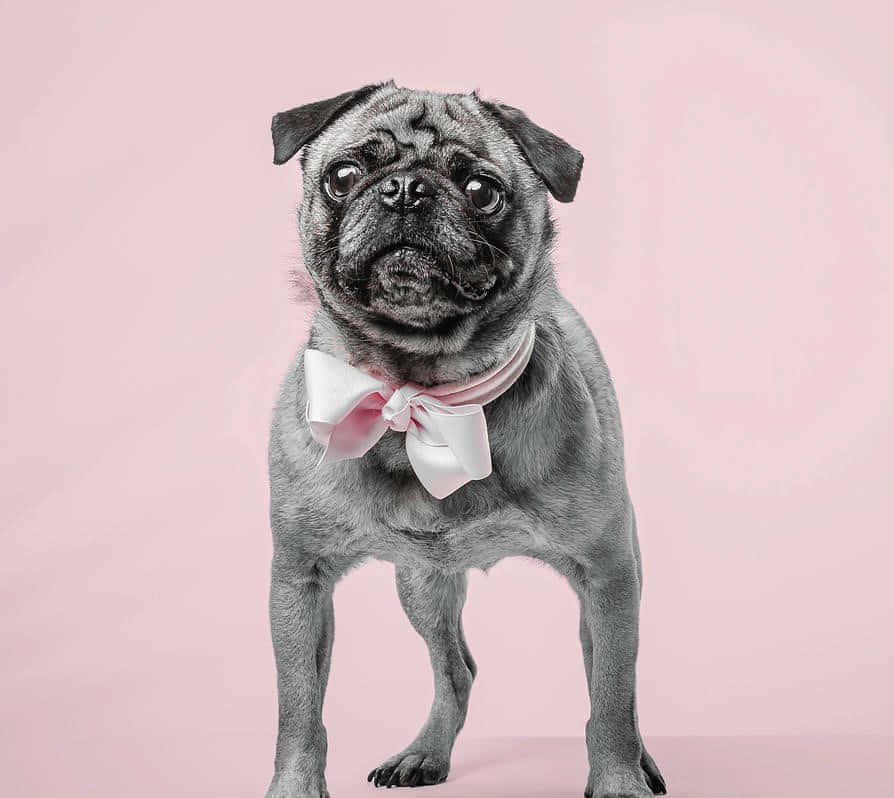 Cute Pug Wearing A Bowtie Wallpaper