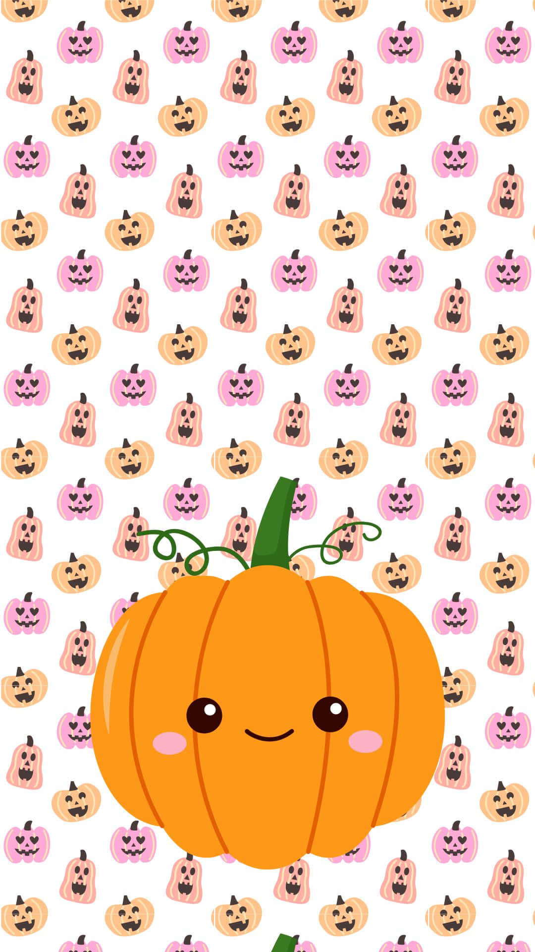 A Cute Pumpkin Smiling in a Warm Autumn Setting Wallpaper