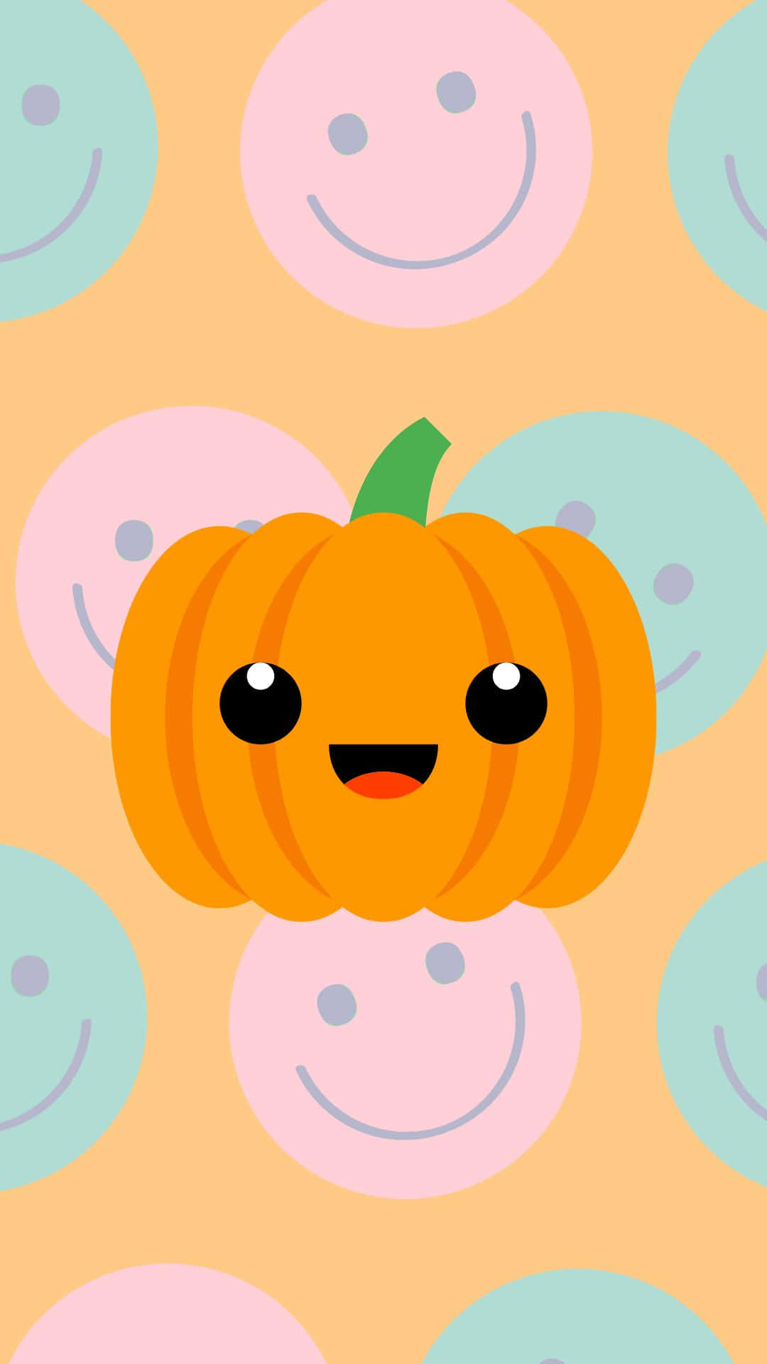 Adorable Pumpkin Surrounded by Autumn Leaves Wallpaper