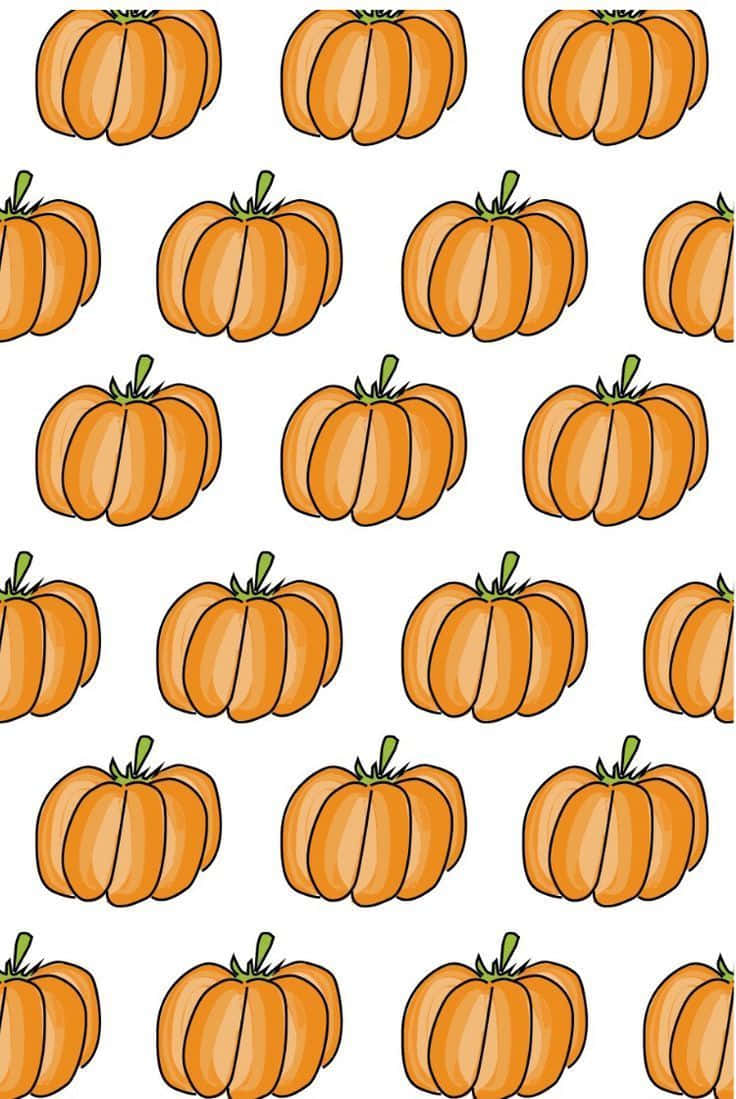 A Pattern Of Pumpkins On A White Background Wallpaper
