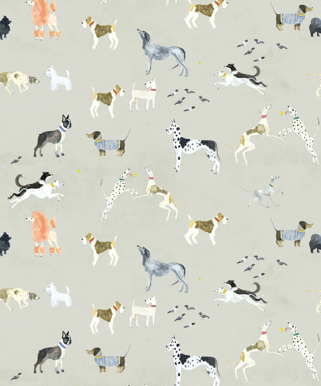 A Dog Pattern With Many Dogs On It