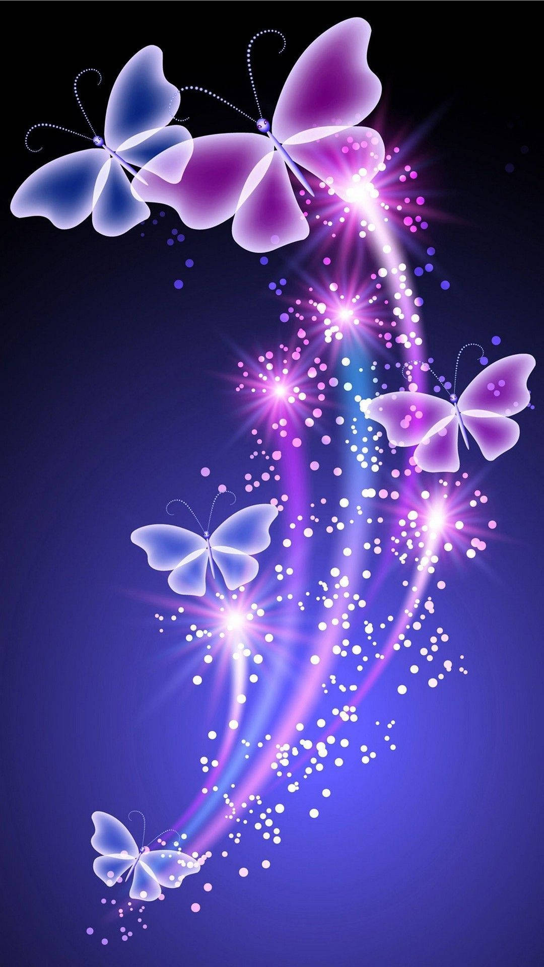 Søde lilla og blå sommerfugle. Wallpaper