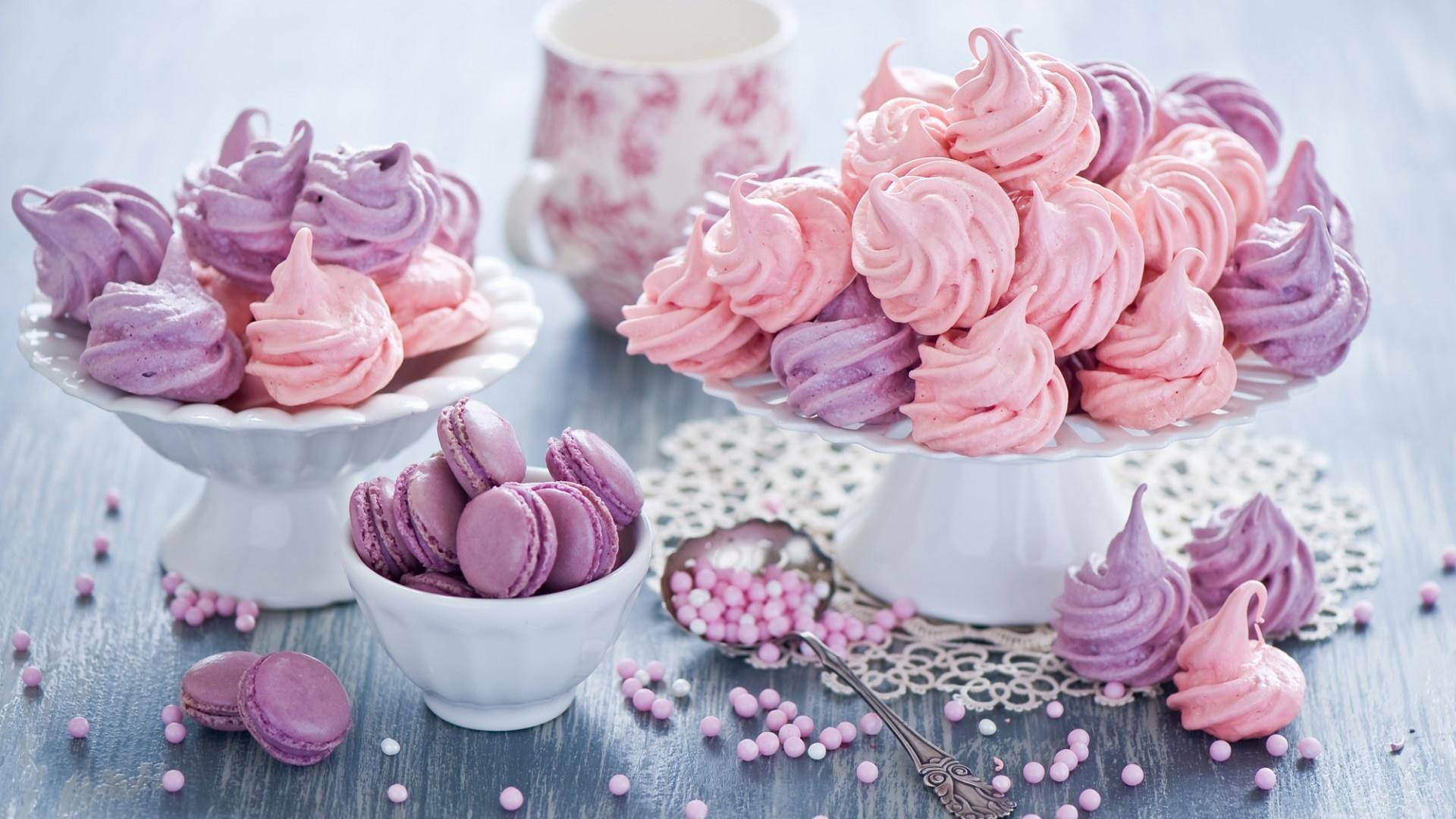 Cute Purple And Pink Meringue Cookies Wallpaper