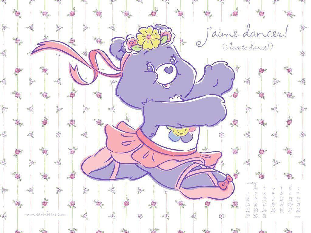 Cute Purple Ballerina Care Bears Dancing Wallpaper