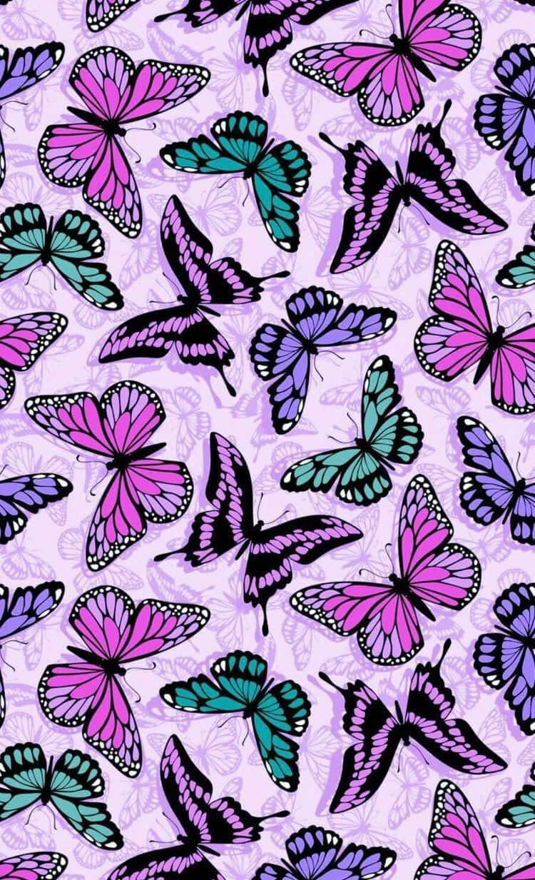Cute Purple Butterfly Pattern Wallpaper