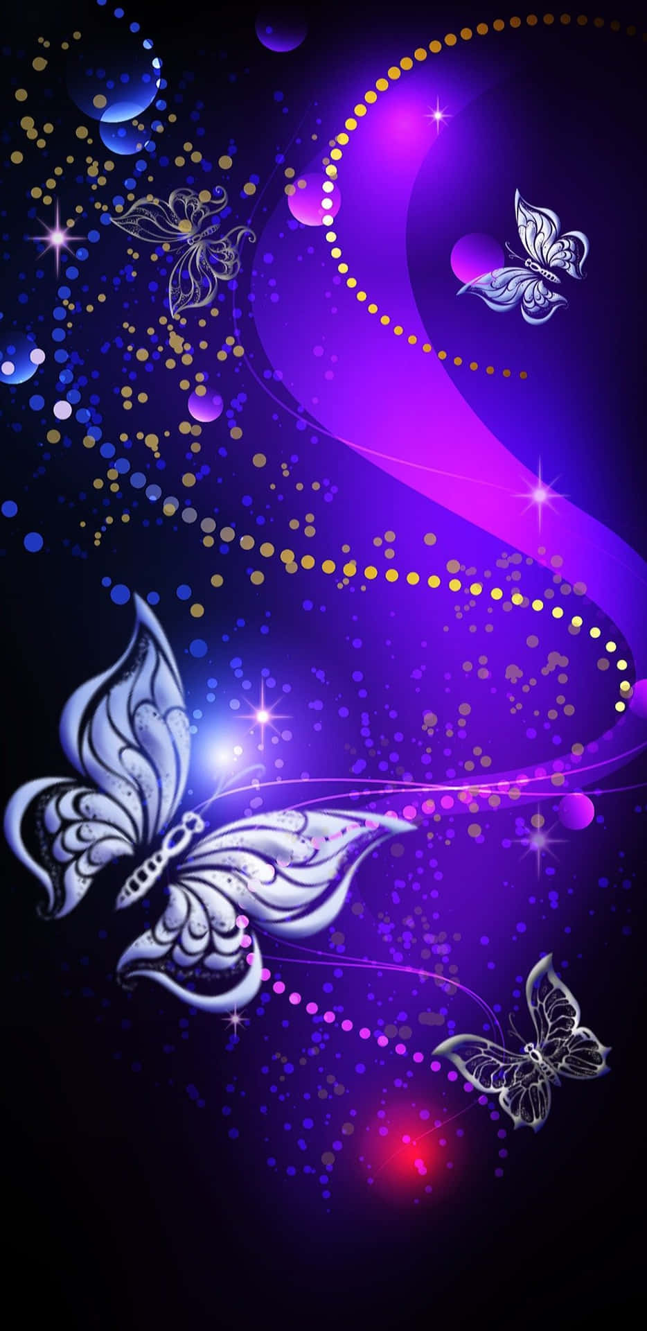 Cute Purple Butterfly Magical Design Wallpaper