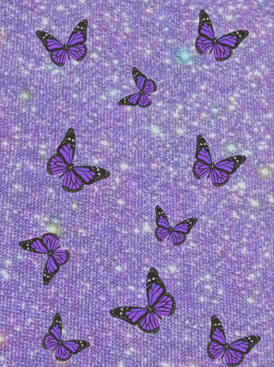 Colorful Little Cute Purple Butterfly Flying Around Wallpaper