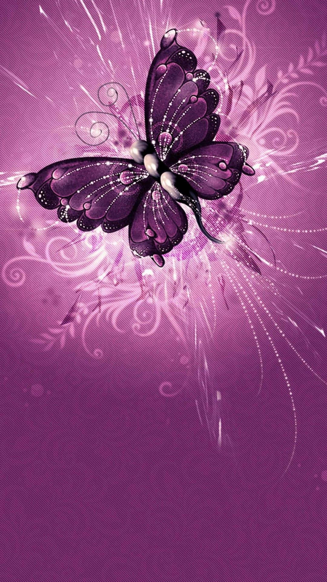 A Colorful Purple Butterfly With Intricate Wings Sitting On A White Flower. Wallpaper