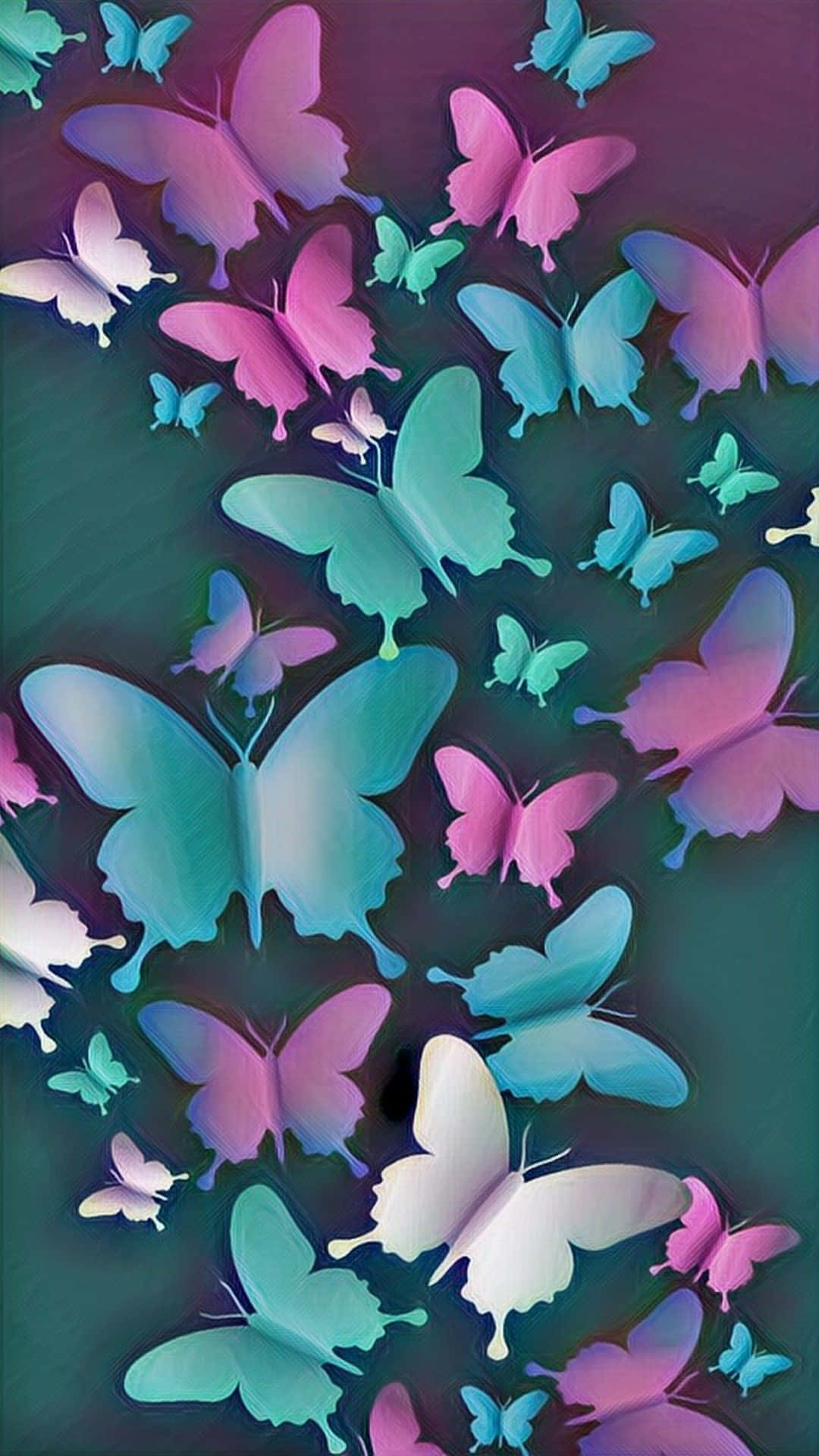A Colorful Butterfly Pattern On A Blue Background Wallpaper