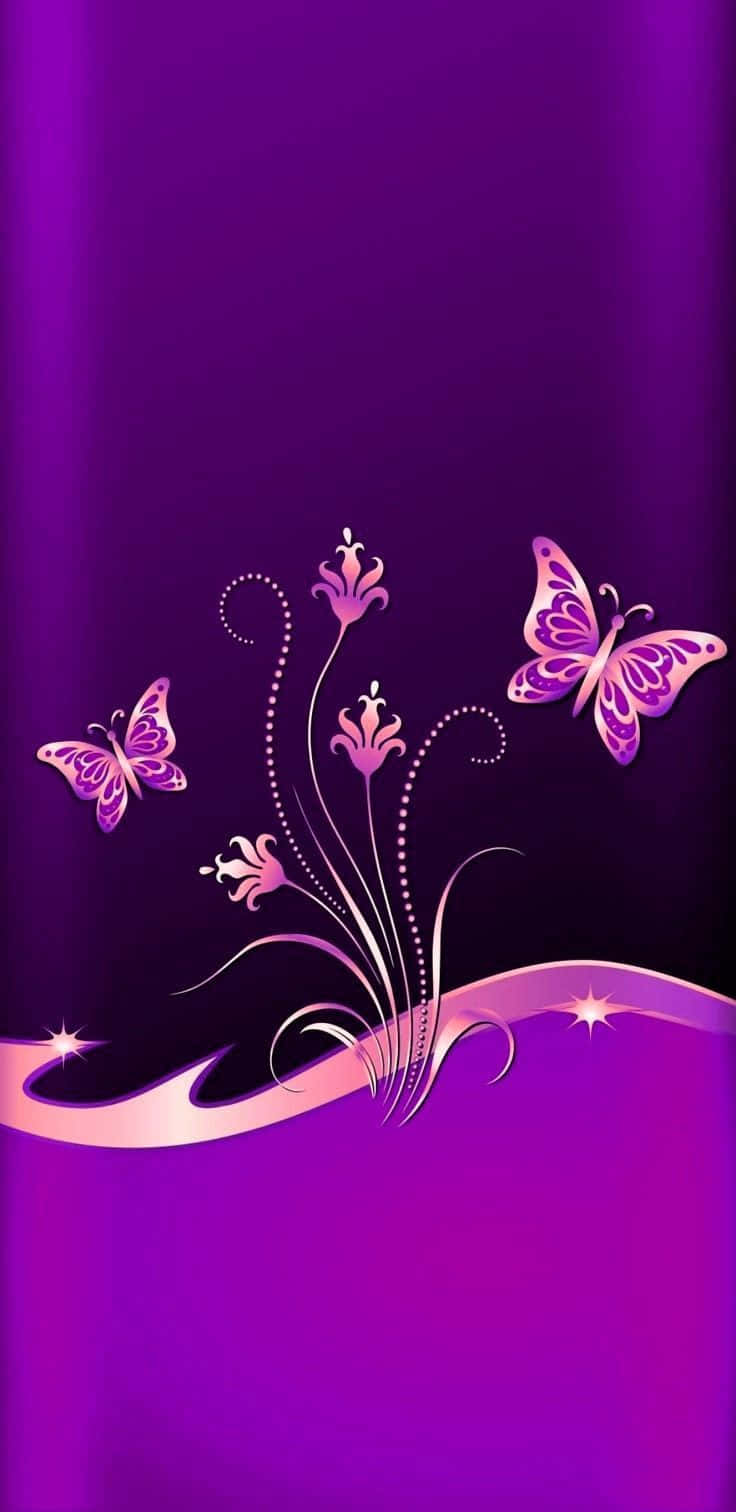 Cute Purple Butterfly Girly Design Wallpaper