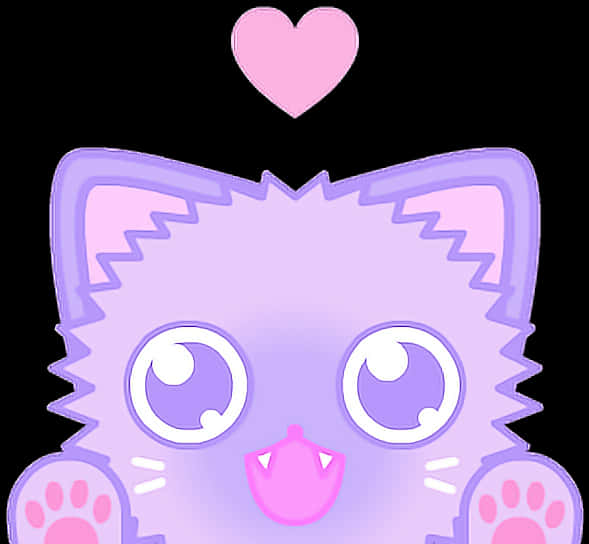 Cute_ Purple_ Kitten_ Love PNG