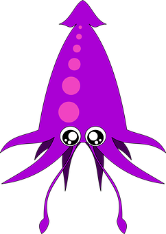 Cute Purple Squid Illustration PNG