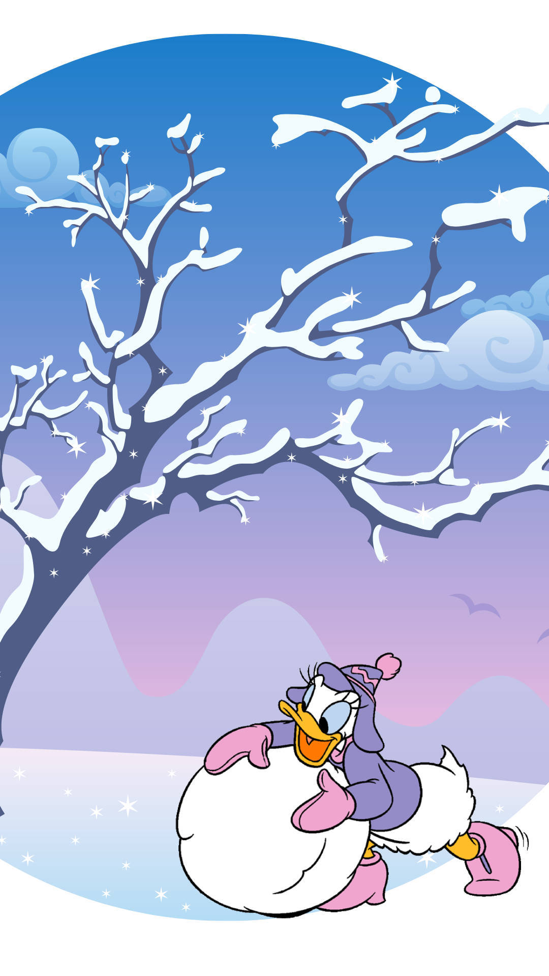 Niedlicheviolette Winterkleidung Daisy Duck Wallpaper