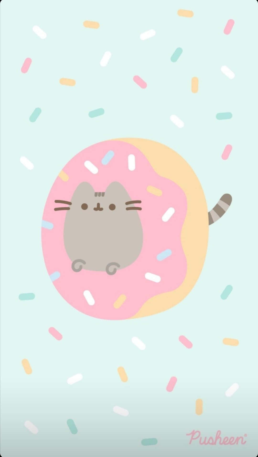 A Cute Pusheen Peeking Out from the Couch Wallpaper