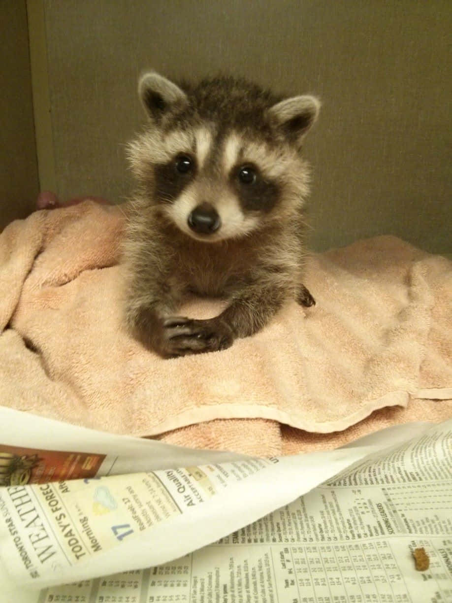 Cute Raccoon On Towel Picture