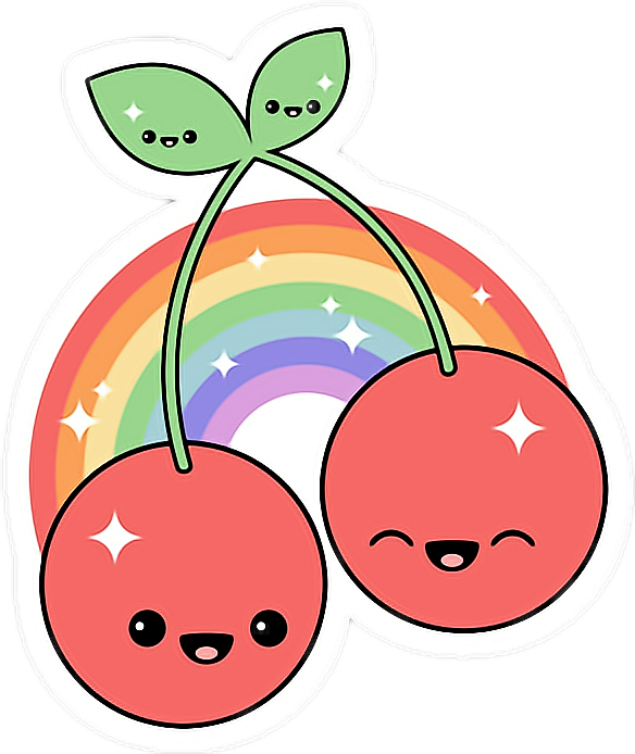 Cute Rainbow Cherries Sticker PNG